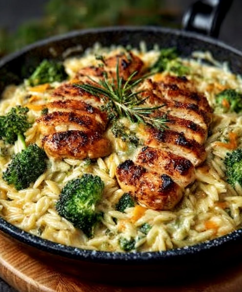 Cheesy Chicken Broccoli Orzo – Creamy, Comforting & One-Pan Dinner! image 2